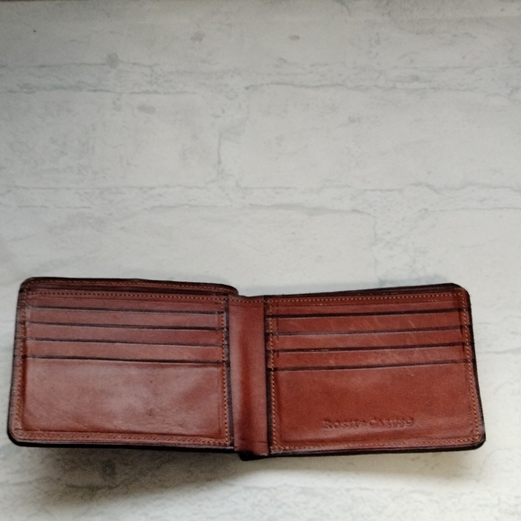Rossi Caruso Men's Bi-fold Wallet Leather Card Holder Two Cash Slots Brown - Picture 4 of 10